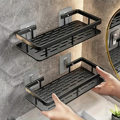 1 pz. Scaffale salvaspazio da parete, adatto per bagno e cucina - Robusto organizer in plastica per shampoo, bagnoschiuma e accessori