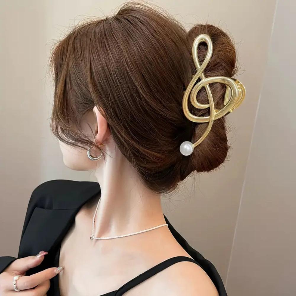 Pearl Treble Clef Hair Clip Zinc Zinc Zinc Alloy Music Note Hair Claw Fashion   Makeup Hair Clips