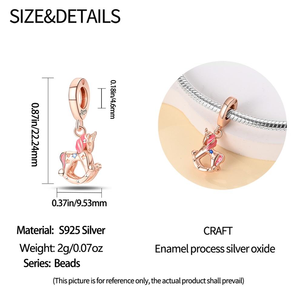 Original Copper Charms Luxury Rose Gold Dreamy Horse Pendant Beads Fit Bracelet Diy Women Making Delicate Gift