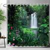 Tropical Jungle Shower Curtain Rainforest Plant Waterfall Spring Flowers Forest Nature Landscape Fabric Bathroom Curtains Decor