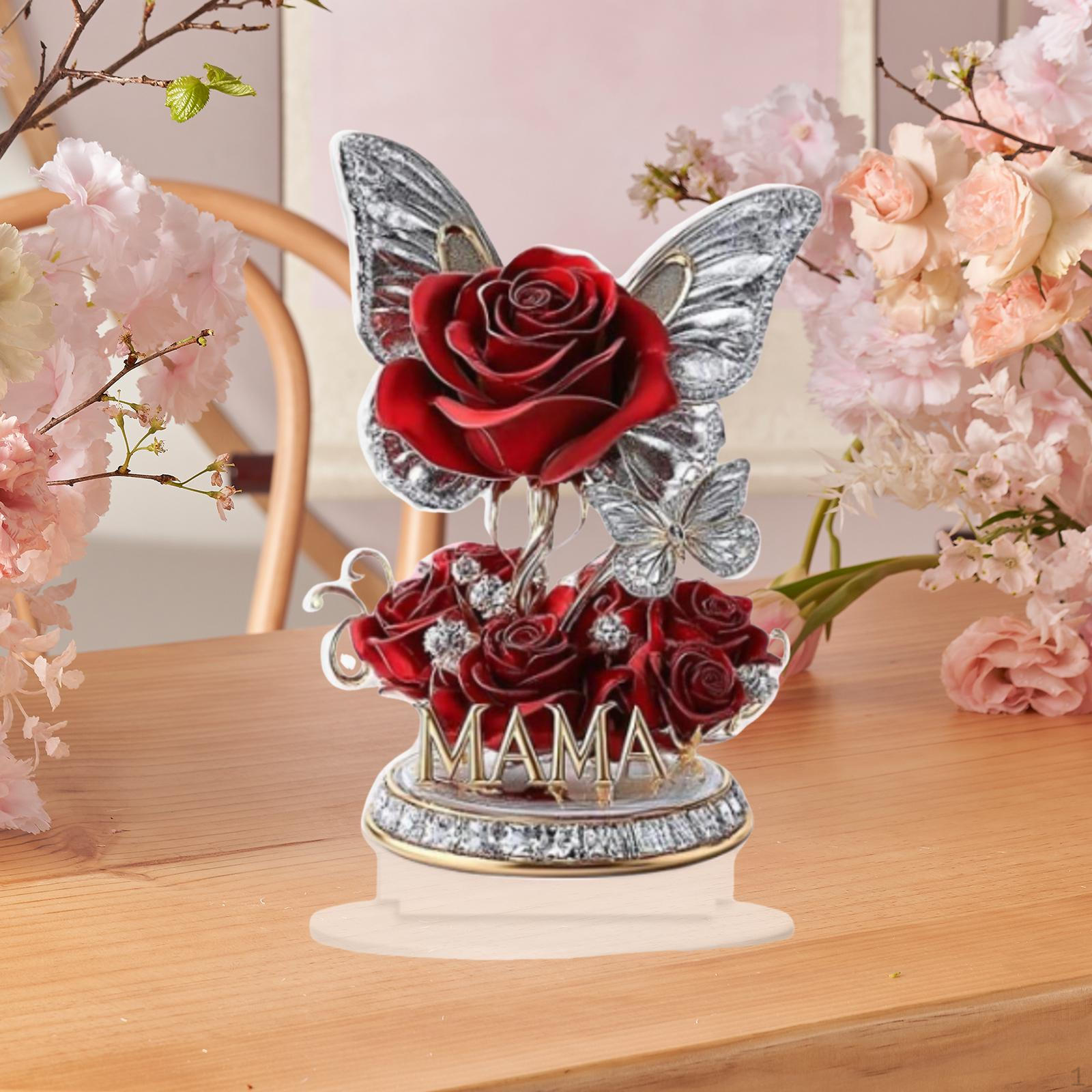 2D Акриловый Знак Роза Цветок Подарок на День Матери Настольная Подставка Дом Офис Style A