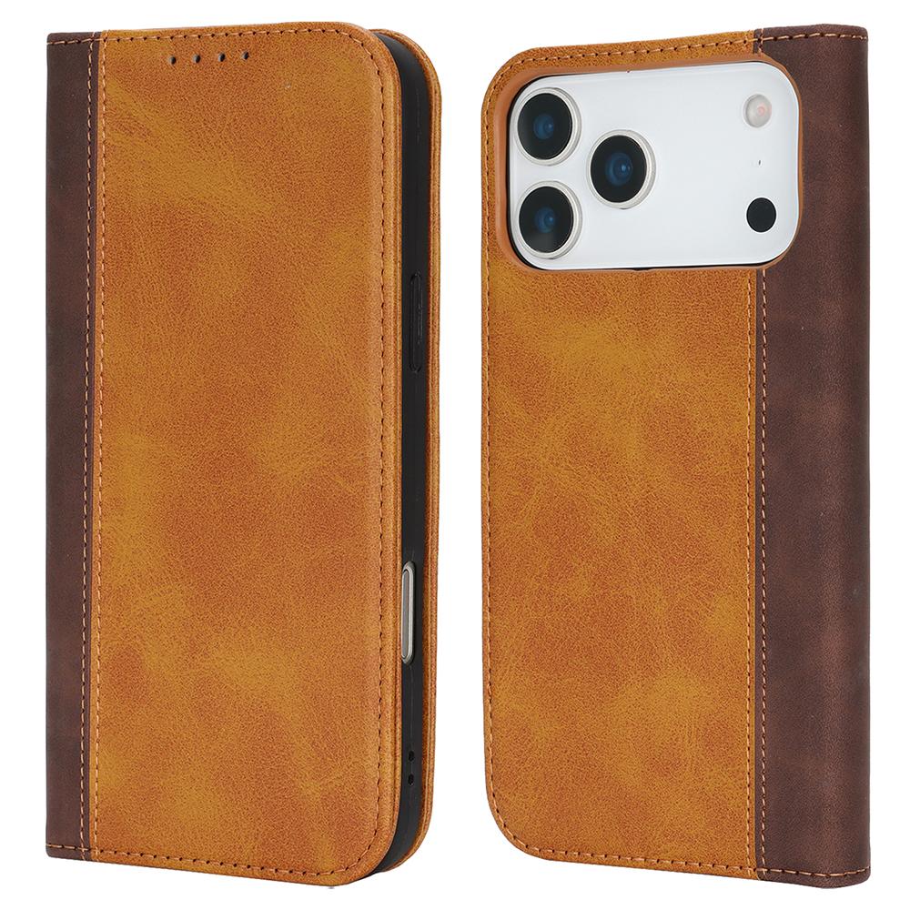 For iPhone 17 Pro Case Calf Texture 3 Card Slots Color Splicing Leather Phone Cover