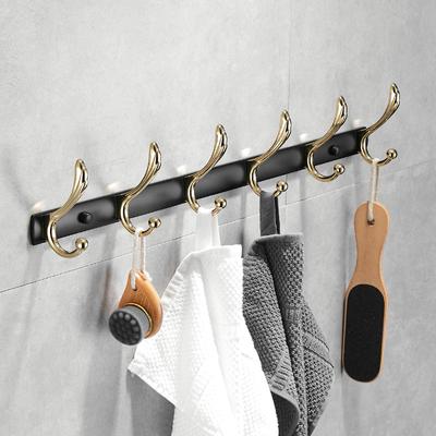 Tuqiu Bademantelhaken, Kleiderhaken, Handtuchhalter, Küchenhaken Schwarz Gold, Badezimmer-Hardware, Küchenhaken Messing Badezimmerzubehör