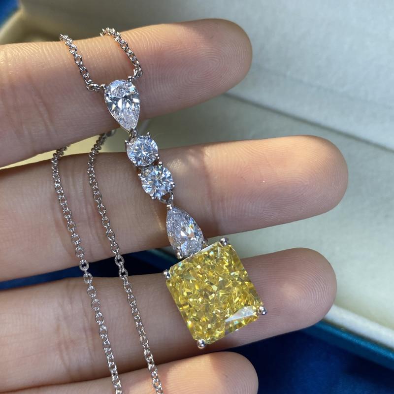 100 %925 Sterling Silver Sparkling Topaz High Carbon Diamond Pendant Necklace Wedding Party Bridal Fine Jewelry Wholesale