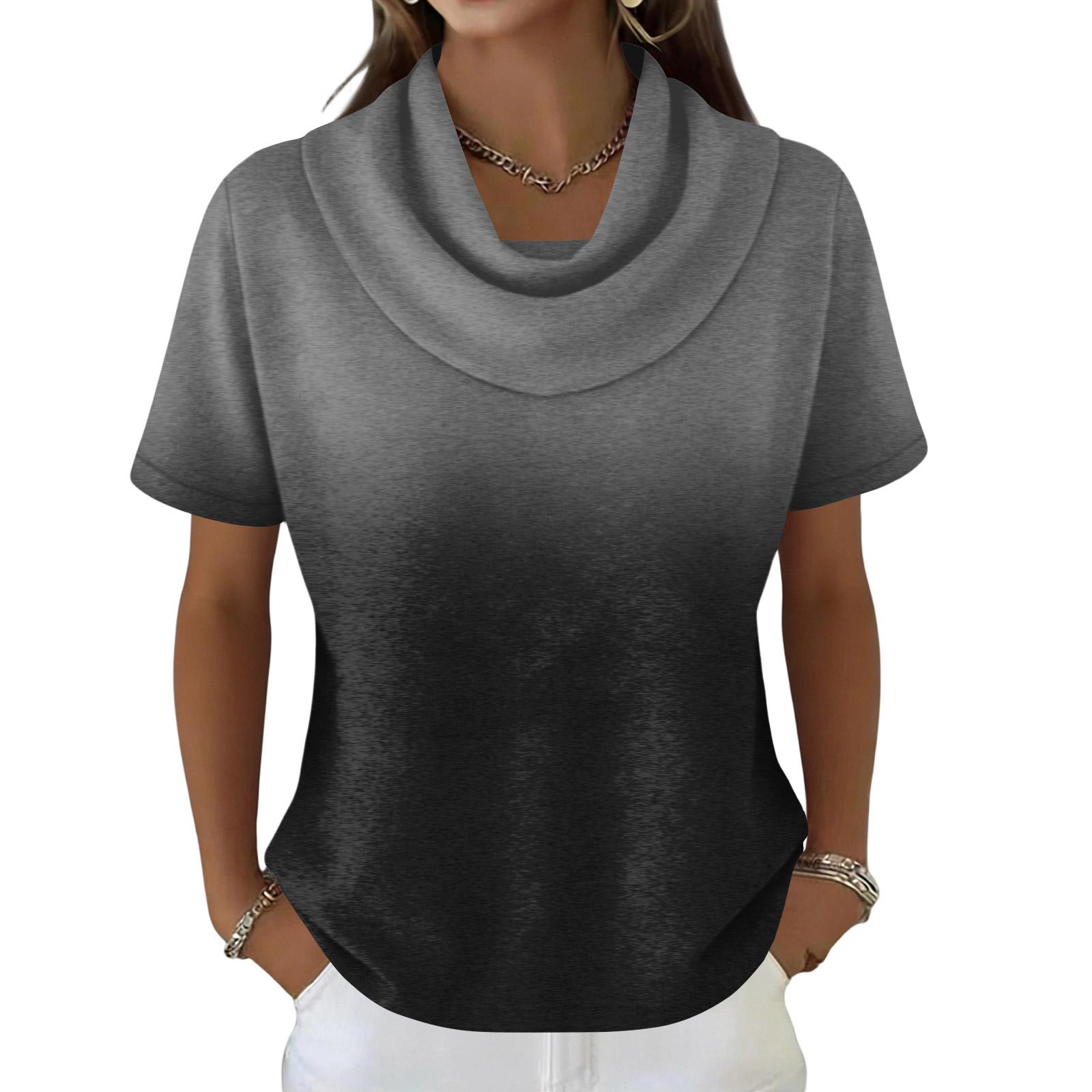 

Жіночий повсякденний та модний круглий виріз короткий рукав принт топ светр M