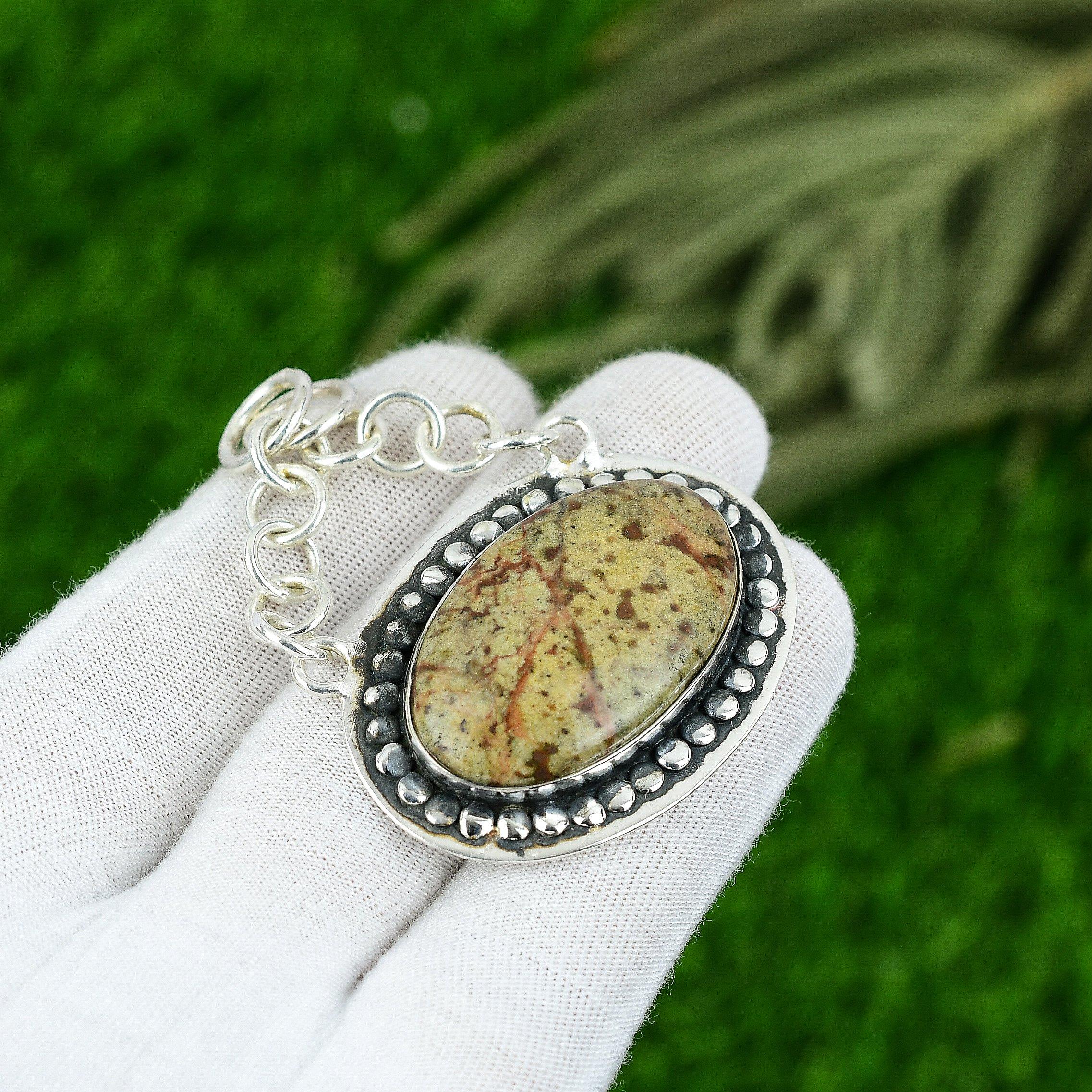 

Friendship Day Deal Polychrome Jasper Stone 925 Sterling Silver Pendant Jewelry