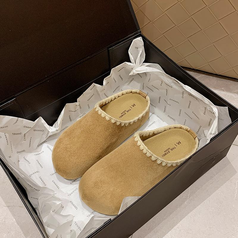 

Retro embroidered Birkenstocks bag head half slippers women s outer wear 5 autumn new thick-soled inner height-increasing Birkenstocks 35