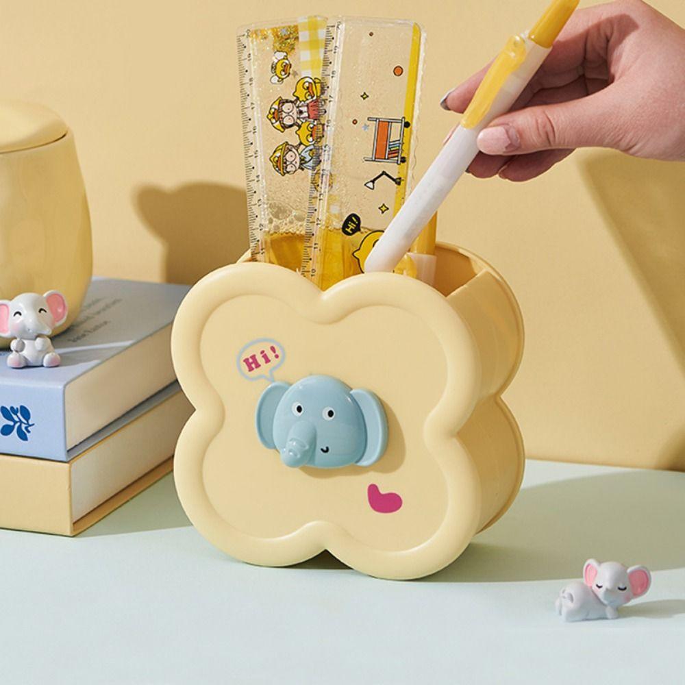 Multifunctional Pen Holder Round/Square Plastic Pencil Case  School Office Supplies