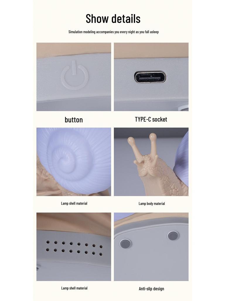 USB Plug-In Snail LED Bedside Night Light