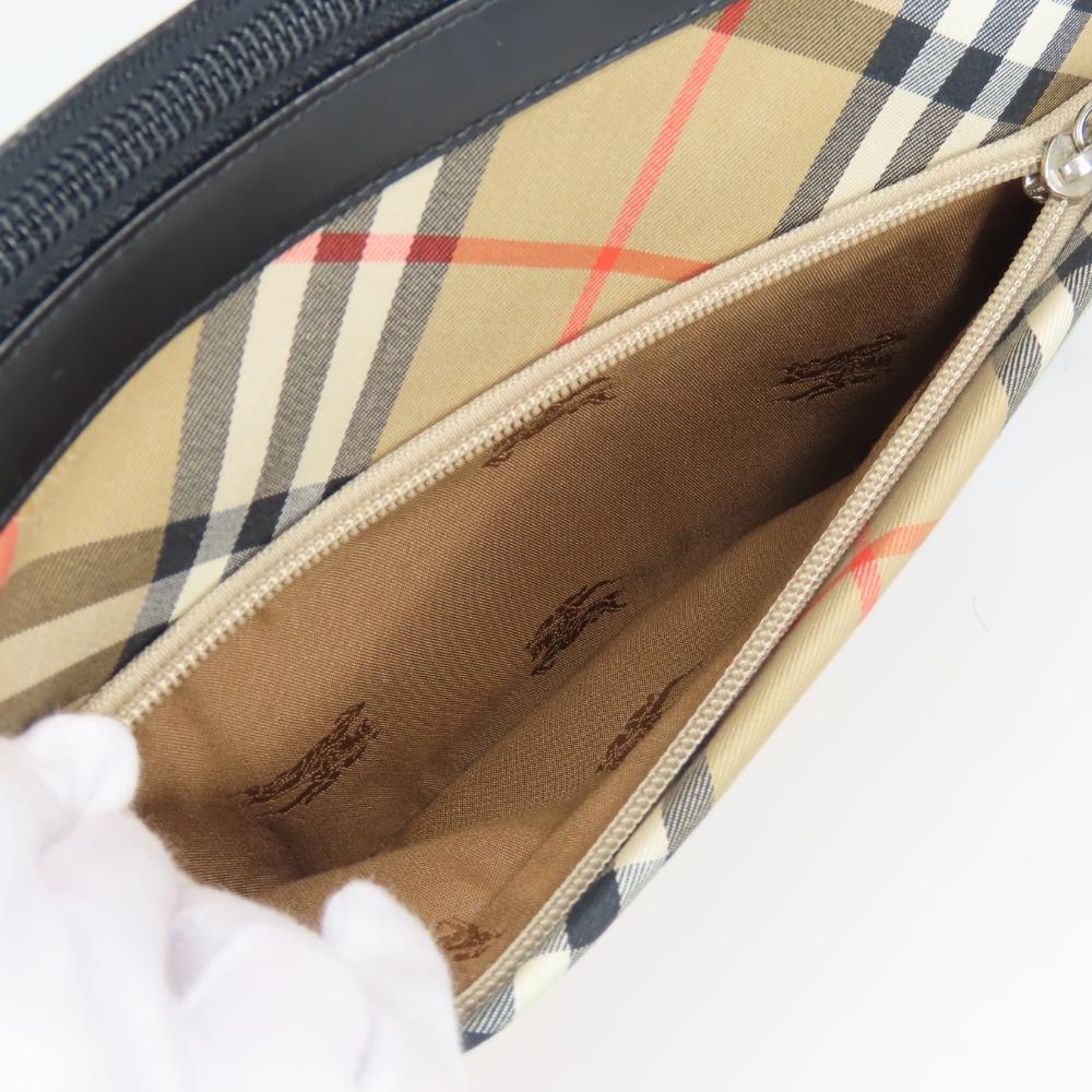 Used Burberrys Shoulder Bag Nova Check canvas/leather beige black one belt