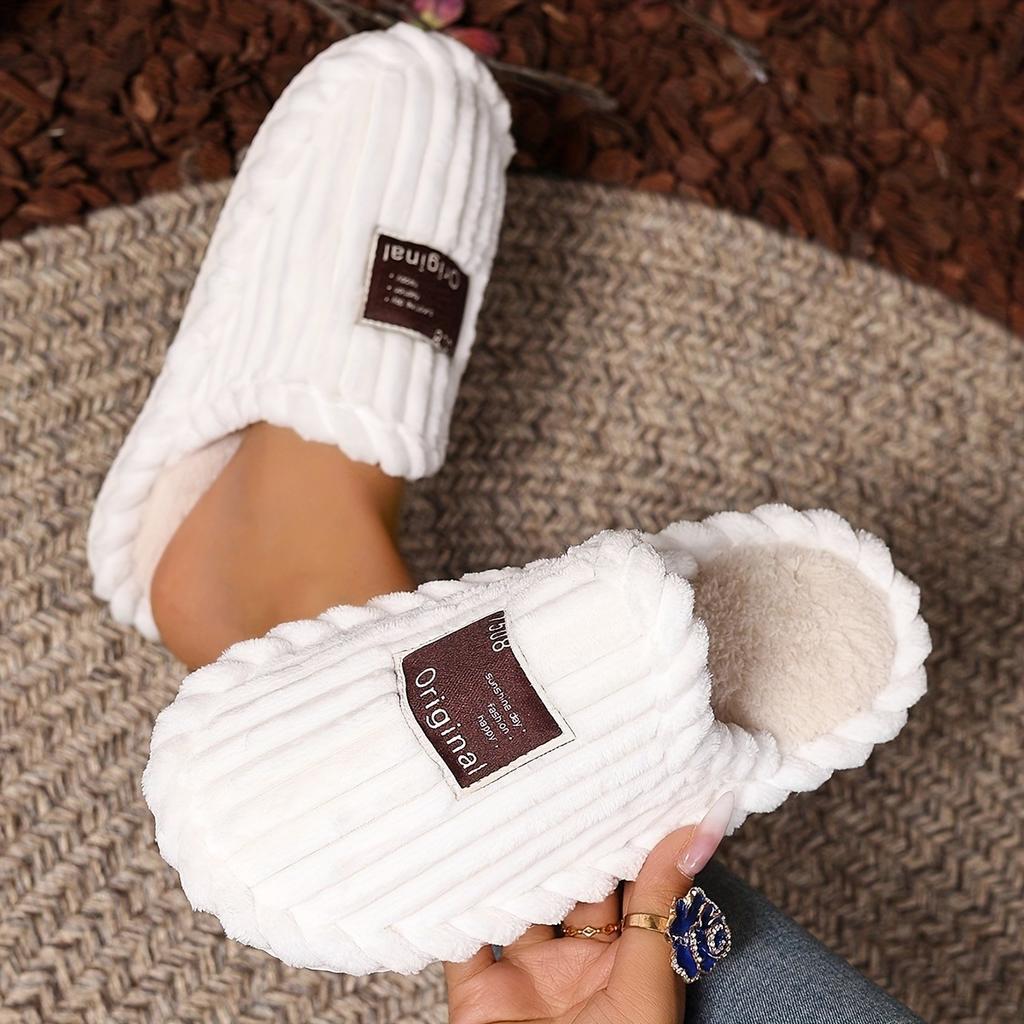 Winter Home New Cotton Slippers, Cross-border Leisure and Comfortable Furniture, Cotton Shoes with Added Velvet On One Foot, Cotton Slippers