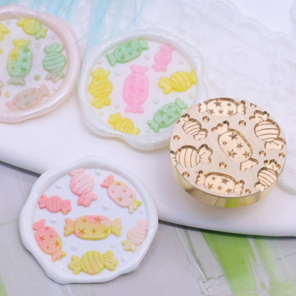 25mm Enamel Copper Head 3D Relief Candy Series Wax Sealing Copper Head Classic Vintage Invitation Envelope for Gift Scrapbooking