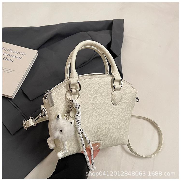 

Сумка-ведро 2025 новая с узором личи большой вместимости мессенджер Sen Meng модная портативная классная сумка для поездок белый