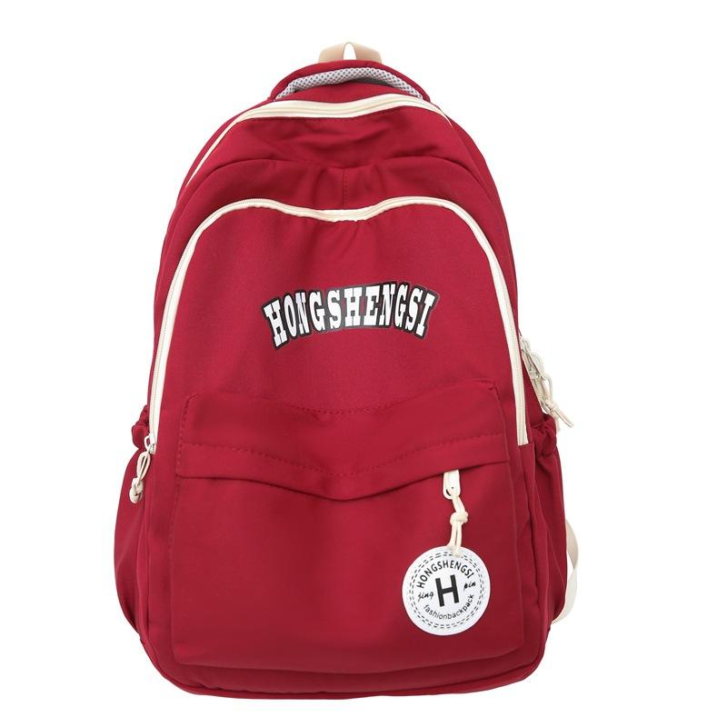 

Большая вместимость школьного рюкзака для женщин, рюкзак с буквами, студенческий рюкзак красный
