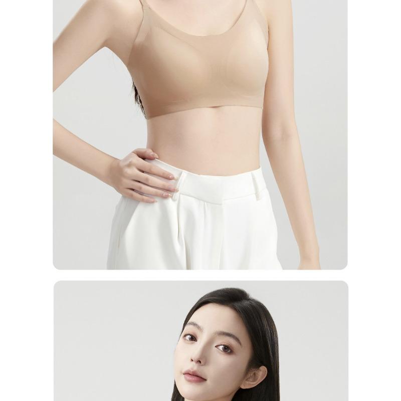 Women Seamless Invisible Fixed Cup With Chest Pad Breathable Beauty Back Bandeau Bra