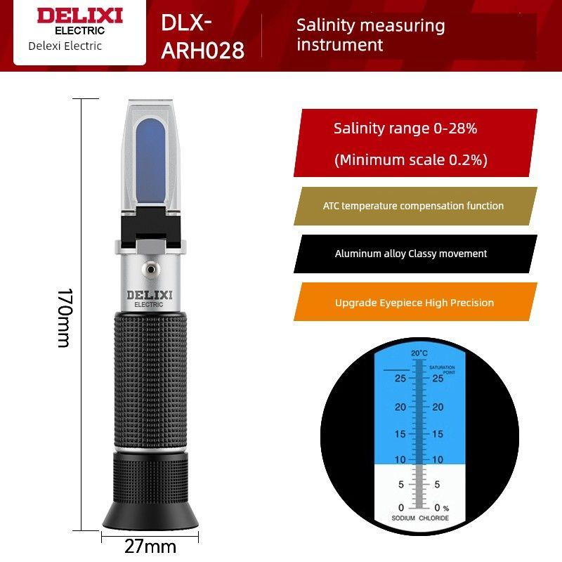 

Delixi Salinometer High-Precision Food Brine Salinness Test Meter Salt Measuring Device Salt Measuring Meter for Mariculture [Aluminum] food brine salinity meter 0-28%