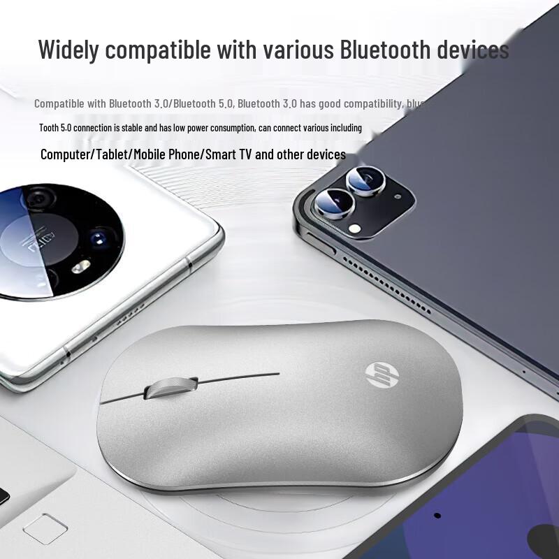 HP DM10C Wired Silent Mouse, Silver