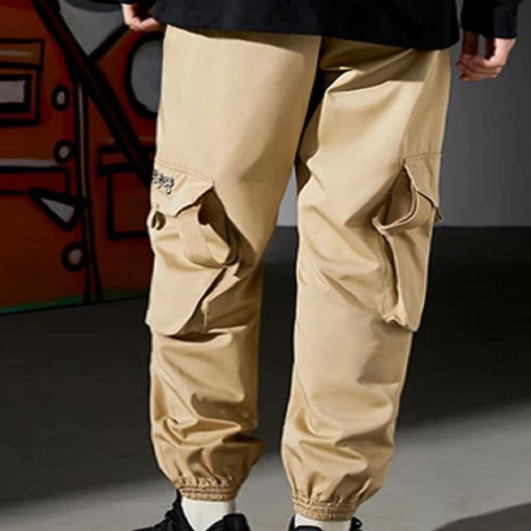 Li-Ning Badfive Changan Youth Embroidered Logo Loose Tapered Casual Pants Men Bottoms Khaki AKXR619-2