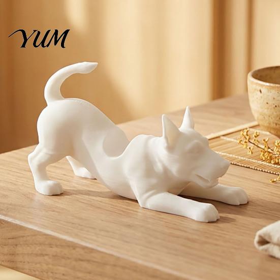 Minimalist Desktop Ornament for Office Cute Dog Pen Holder, 3D Printed Pencil Stand, Small Kawaii Puppy Figurine Rack Stretching Desk Organizer