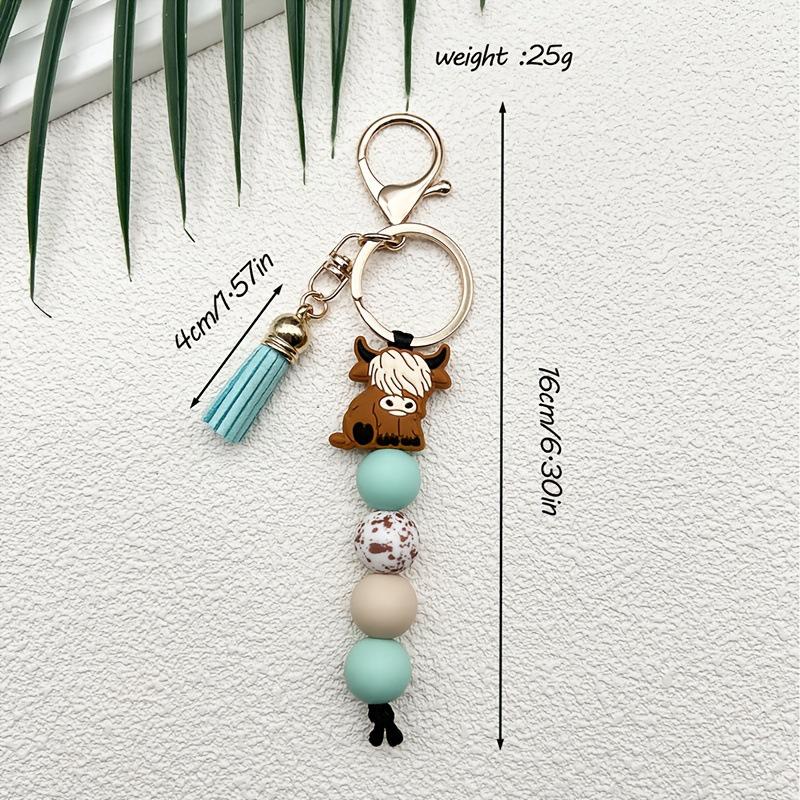 Highland Cow Silicone Pendant Keychain - Popular Animal Bag Charm Ornament