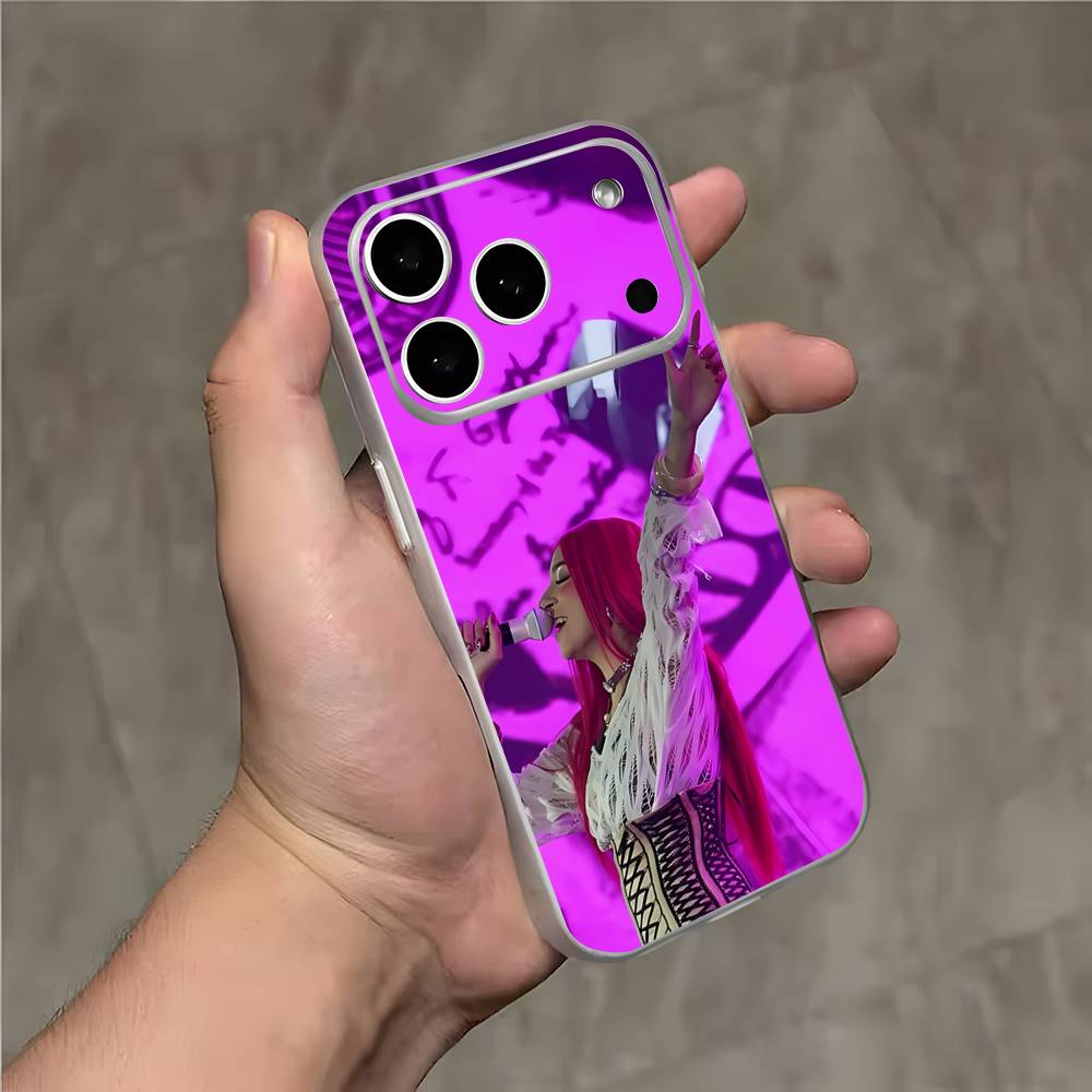 Singer D-De La R-Rose Hot For iPhone 17,16,15,14,13,12,Pro,Max,Plus,Mini Magnetic Wireless Charging Transparent White Phone Case