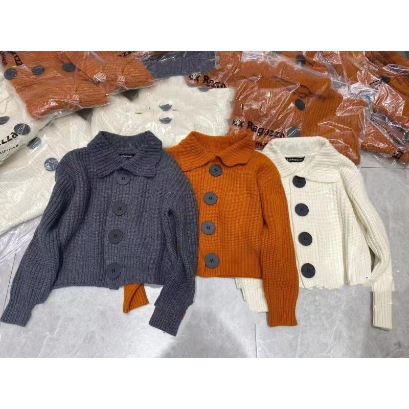 Autumn Winter Women's Cardigan Jacket Women's Top Loose Korean Style Fashion Big Button Lapel Knitted Sweater