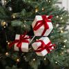 2025 Christmas Tree Decorations Small Gift Box with Red Velvet Bow Branch Floral Arrangements 2026 New Year Decor Xmas Props