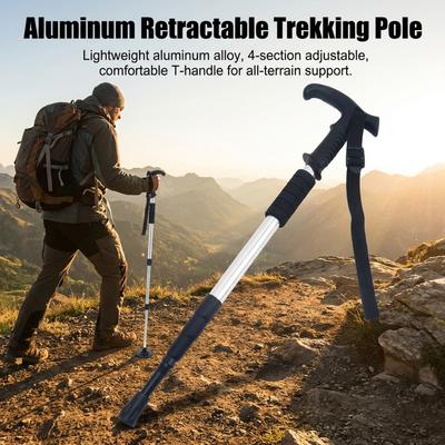 Aluminum Alloy Walking Sticks Adjustable Height 54-110cm Hiking Poles for Outdoor Camping Mountain Climbing Travel T Handle Cane