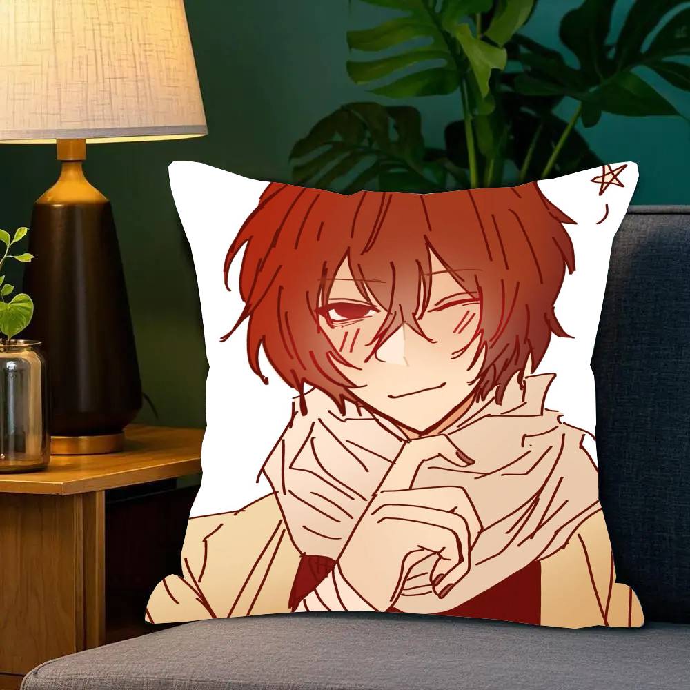 B-Bungo Stray Dogs Anime Pillow Case Fashion Square Pillowcase Bedroom Sofa Room Ins Decoration Leisure