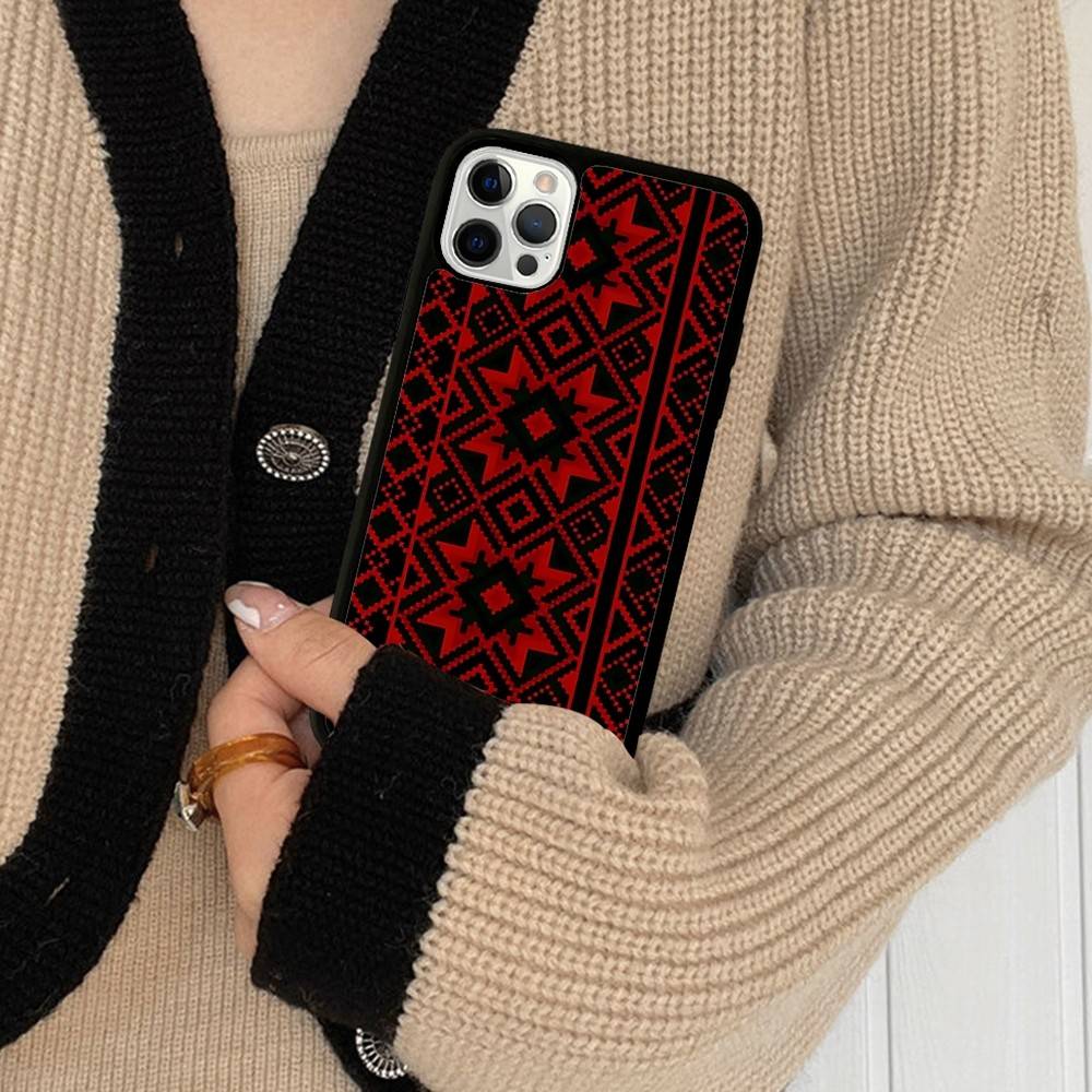 

G-Ukraine Ornament Pattern PC+TPU Phone Case For IPhone 17 16 15 14 13 12 11 Pro Max Plus Kawaii Cartoon Cover iPhone 12