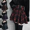Women's Fashion Plaid Casual Mini Skirt Lace Up Fashion Gothic Style Mini Skirts High Waist Short Skirts S-5XL