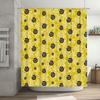 Bright Yellow Floral Print Shower Curtain Water-Resistant Fabric Decorative Bathroom Window Panel with Hooks Available in Variou