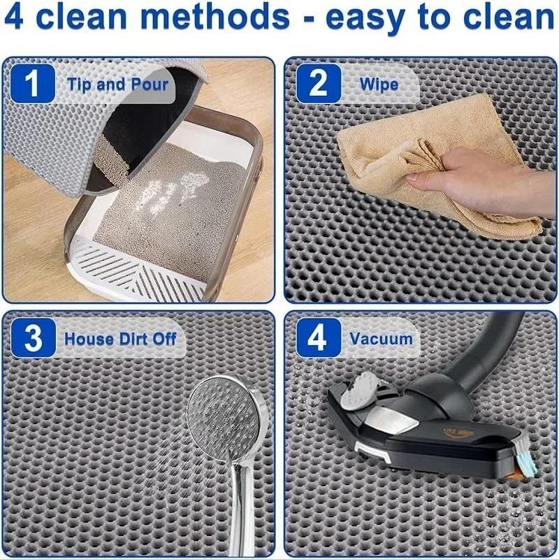Cat Litter Box Mat Waterproof Double Layer Nonslip Washable Litter Trapping Pad Toilet Clean Supplies Grips Litter Effectively