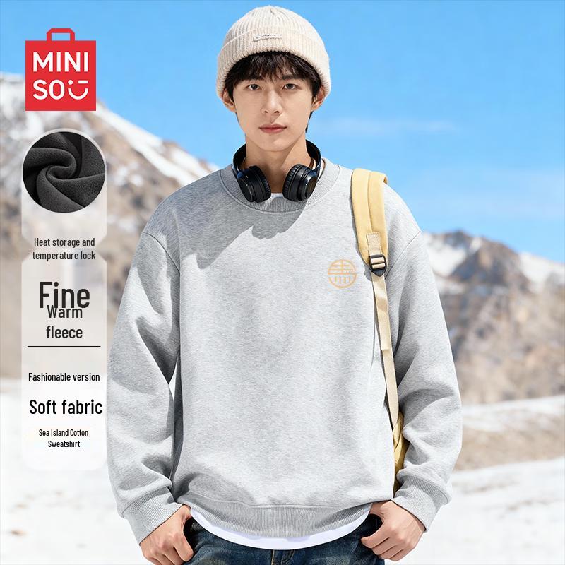 MINISO Men s Plush Lined Crewneck Sweatshirt M