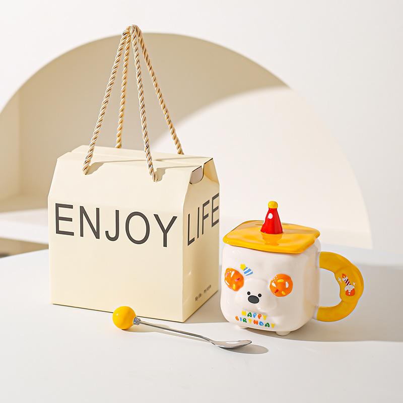 Cute Cartoon Cute Pet Animal Mug Souvenir Birthday Party Cute Ceramic Cup Household Milk Breakfast Cup