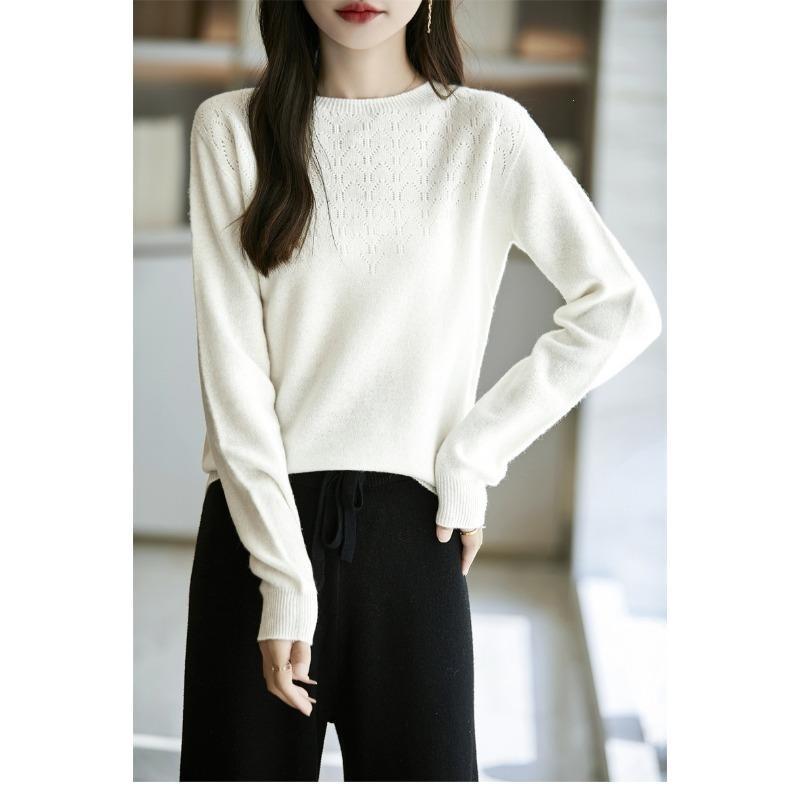 Round-neck Open-work Hook-pattern Loose Pullover Sweater Knitted Sweater Base Layer Sweater