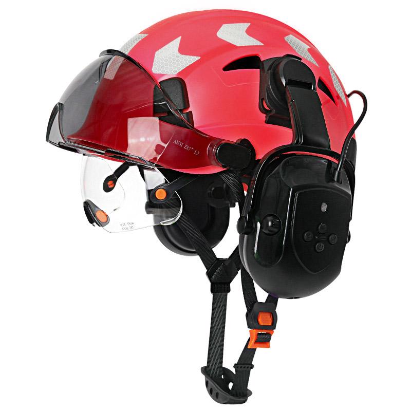 Bluetooth 5.0 Noise Reduction Earmuffs With Construction Safety Helmet For Engineer ABS HardHat with Visors Industrial Hat ANSI