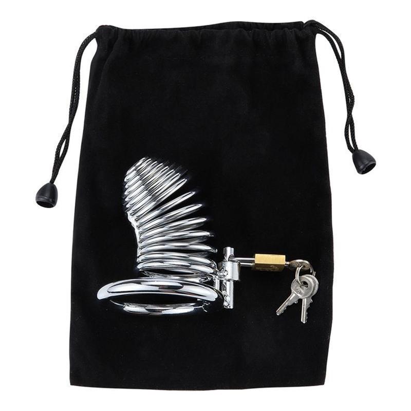 Runyu Metal Stainless Steel Chastity Lock Penis Spiral Collars Confinement Male Private Parts Confinement Restriction SM Sextoy