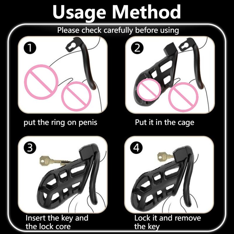 Male Chastity Cage with 4 Size Rings SM Penis Restraint Lock Cage for Man Penis Exercise Training Bondage Adult Sex Toy Birdcage