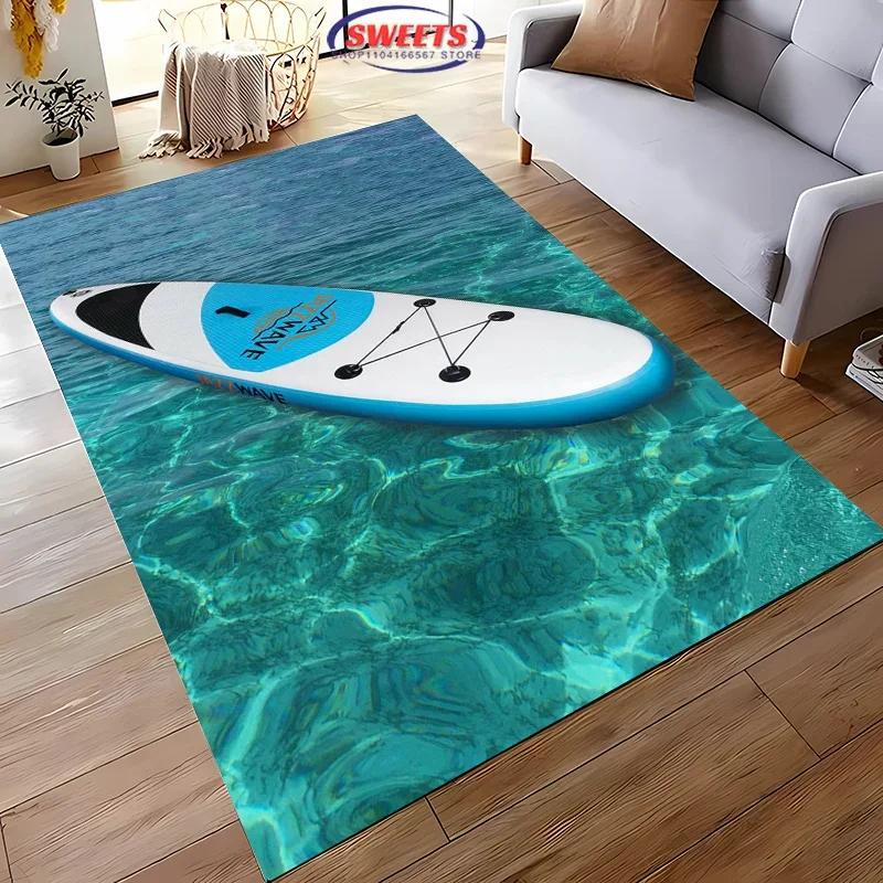 Fashion Sports Theme Carpet, Surfboard Rug for Home Living Room, Children's Bedroom Mat, Sofa Doormat  Floor Anti-slip Decor Rug