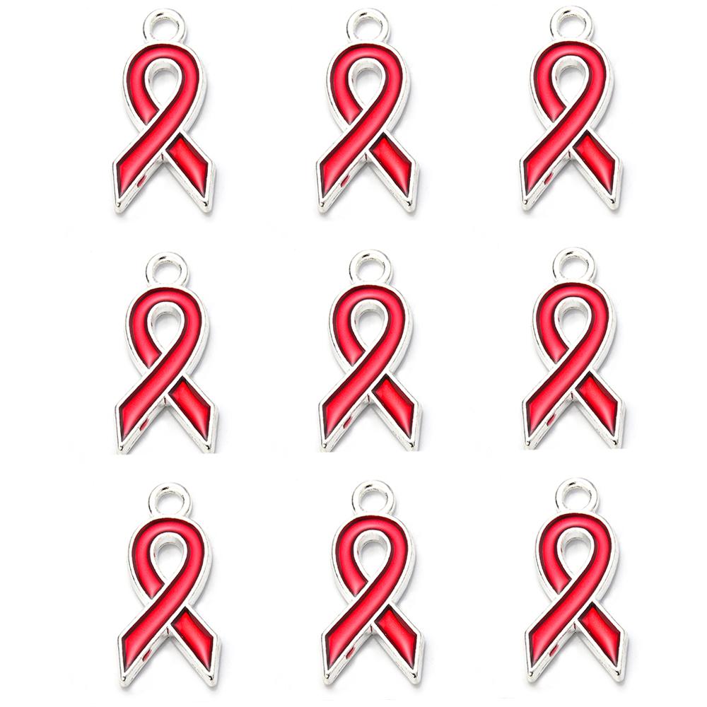 10pcs/lot Ribbon Enamel Charms Breast Cancer Awareness Pendants For DIY Necklace Earring Bracelet Jewelry Making Handmade