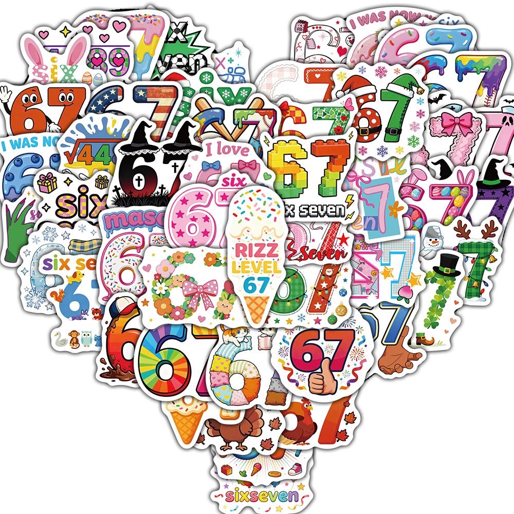 

50PCS Cartoon Six Seven Stickers Motorcycle Laptops Cool Phone Notebook Suitcase Guitar Wall Personalized Graffiti Sticker