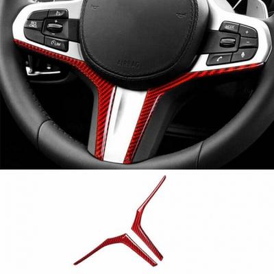 For BMW X3 G01 X4 G02 2018- Red Carbon Fiber Steering Wheel Strip Cover Trim