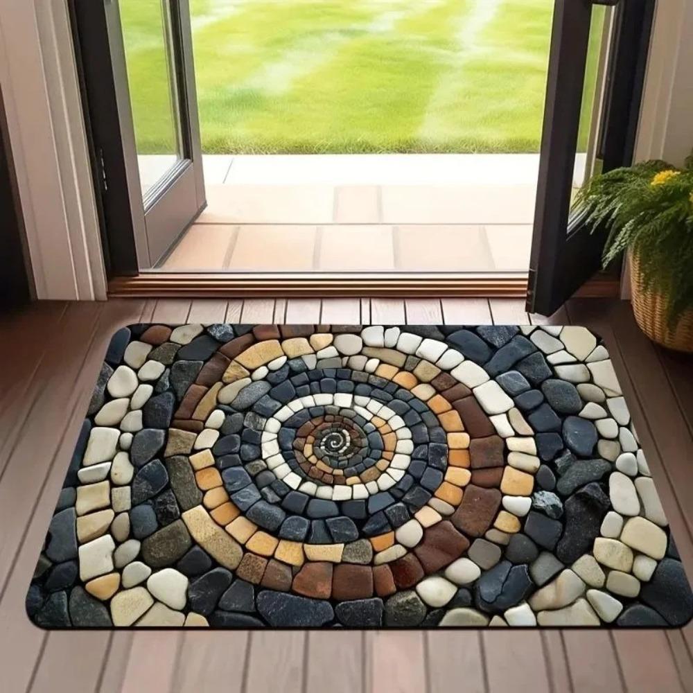 

Non-slip Spiral Stone Carpet Antifouling Water-absorbing Pebble Pattern Doormat Multiple Sizes Durable Bathroom Door Rug 40-60CM