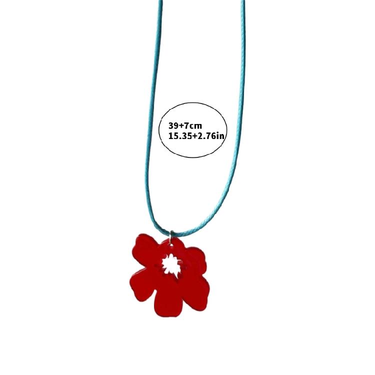 Acrylic Flower Pendant Necklace Adjustable Length Clavicle Chain Handmade Neckchain Accessories for Women and Girls
