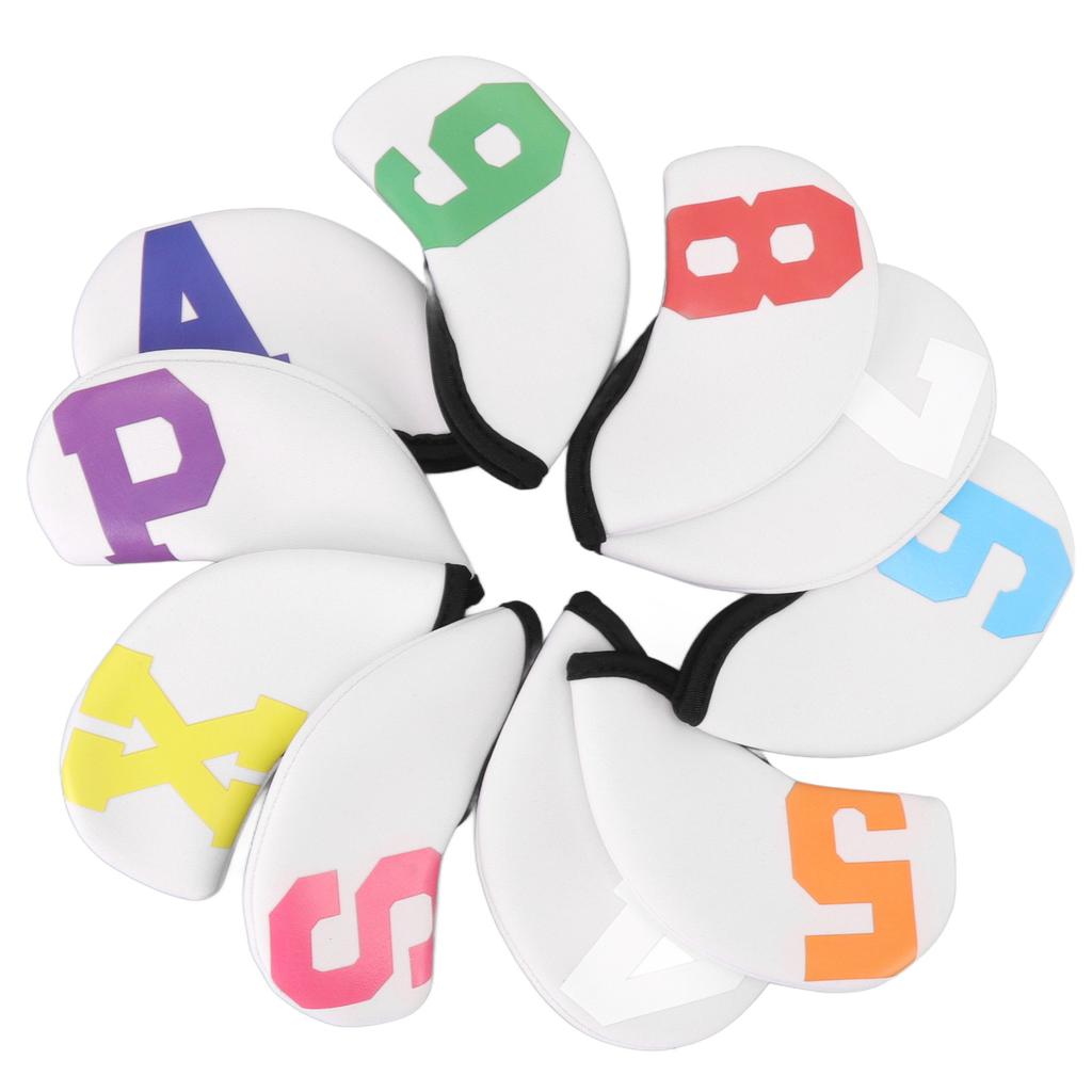 10pcs Golf Iron Head Cover with Large Color Number Waterproof Neoprene Golf Iron Club Headcover Set White