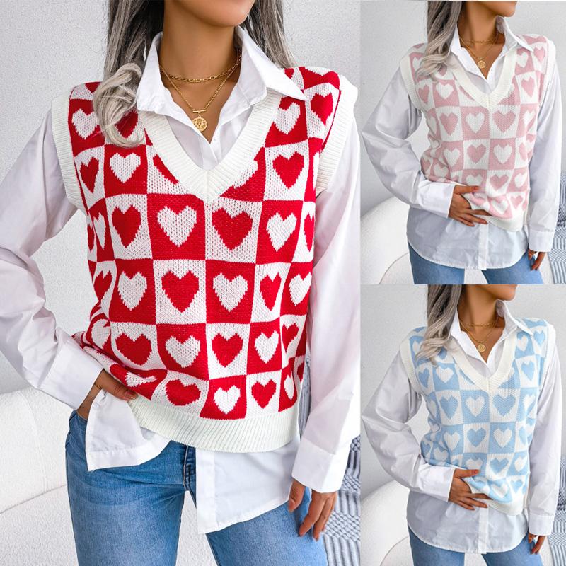 Satın alın 2022 Women's Autumn/winter New Casual Heart Pattern Knit