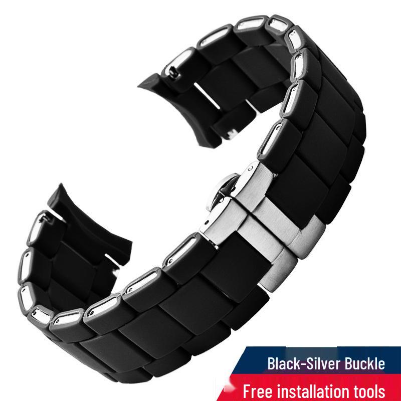 Replacement Rubber Coated Steel Watch Strap for Armani AR5889/5890/5905/5920 - Men's & Women's, 20mm/23mm Width