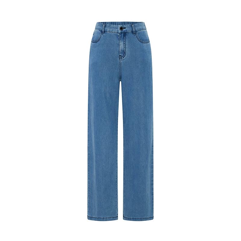 Navigare Women's Elastic Waist Straight Leg Denim Jeans