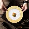 100 Gold Round Placemats Wholesale, 13-Inch Vintage Placemat Set, Plastic Embossed Dinner Plates, Reusable (Gold)